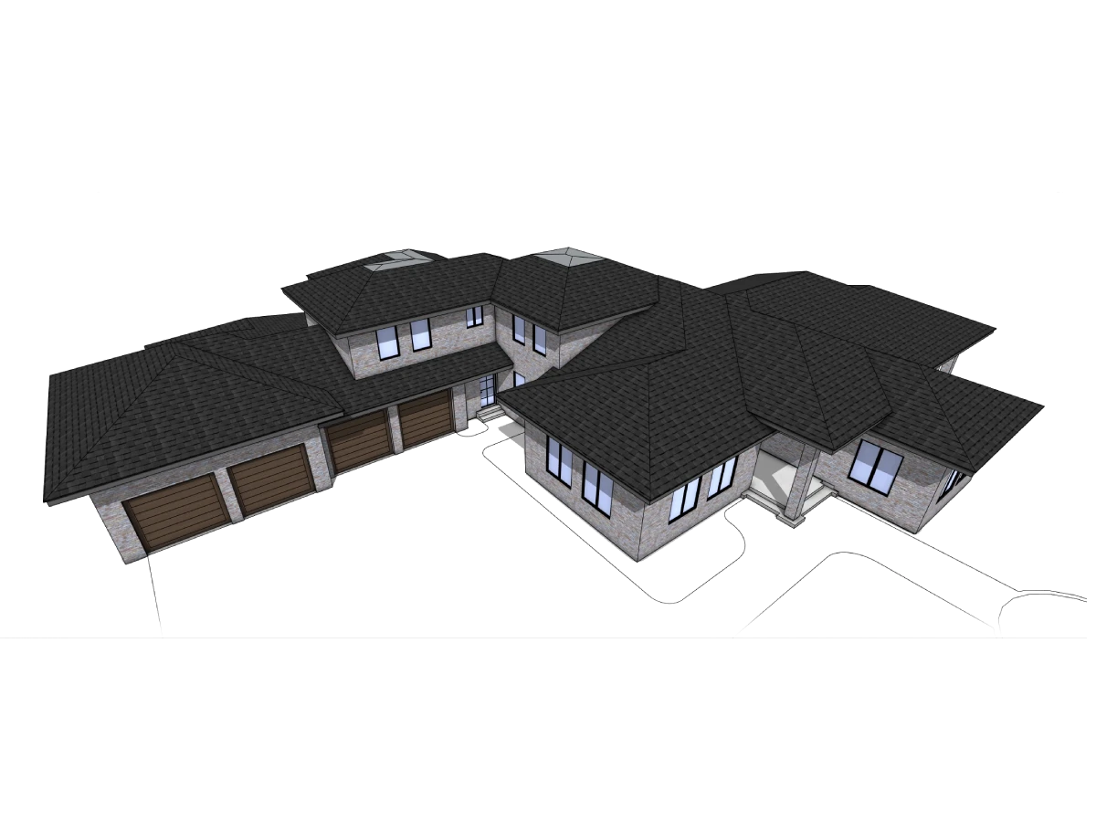 Render of the aerial perspective from the 2-story Residence project in Northern California